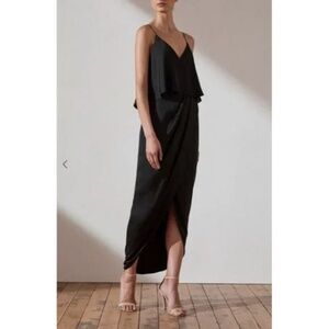 NWT Shona Joy Luxe Frill Tulip Hem Maxi Dress in Black Sz. 12